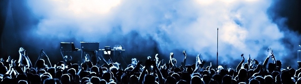 Concert crowd with stage lights